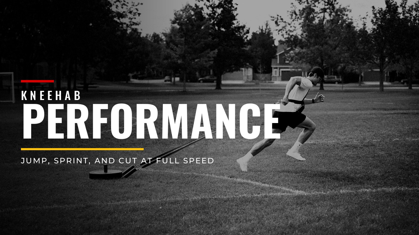 Kneehab Performance program cover: jump, sprint, and cut at full speed