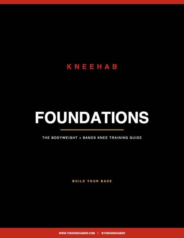 Kneehab Foundations free guide cover: the bodyweight + bands knee training guide