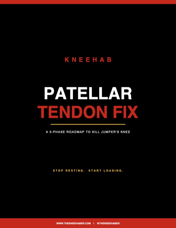 Kneehab Patellar Tendon Fix free guide cover: a 3-phase roadmap to kill jumper's knee